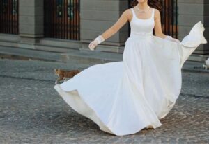 CUSTOM MADE SATIN WEDDING DRESS FOR URGENT SALE - Image 4